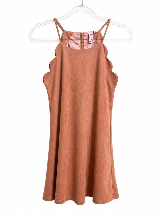 Alya Dresses & Skirts - Alya Blush Pink Suede Scalloped Dress